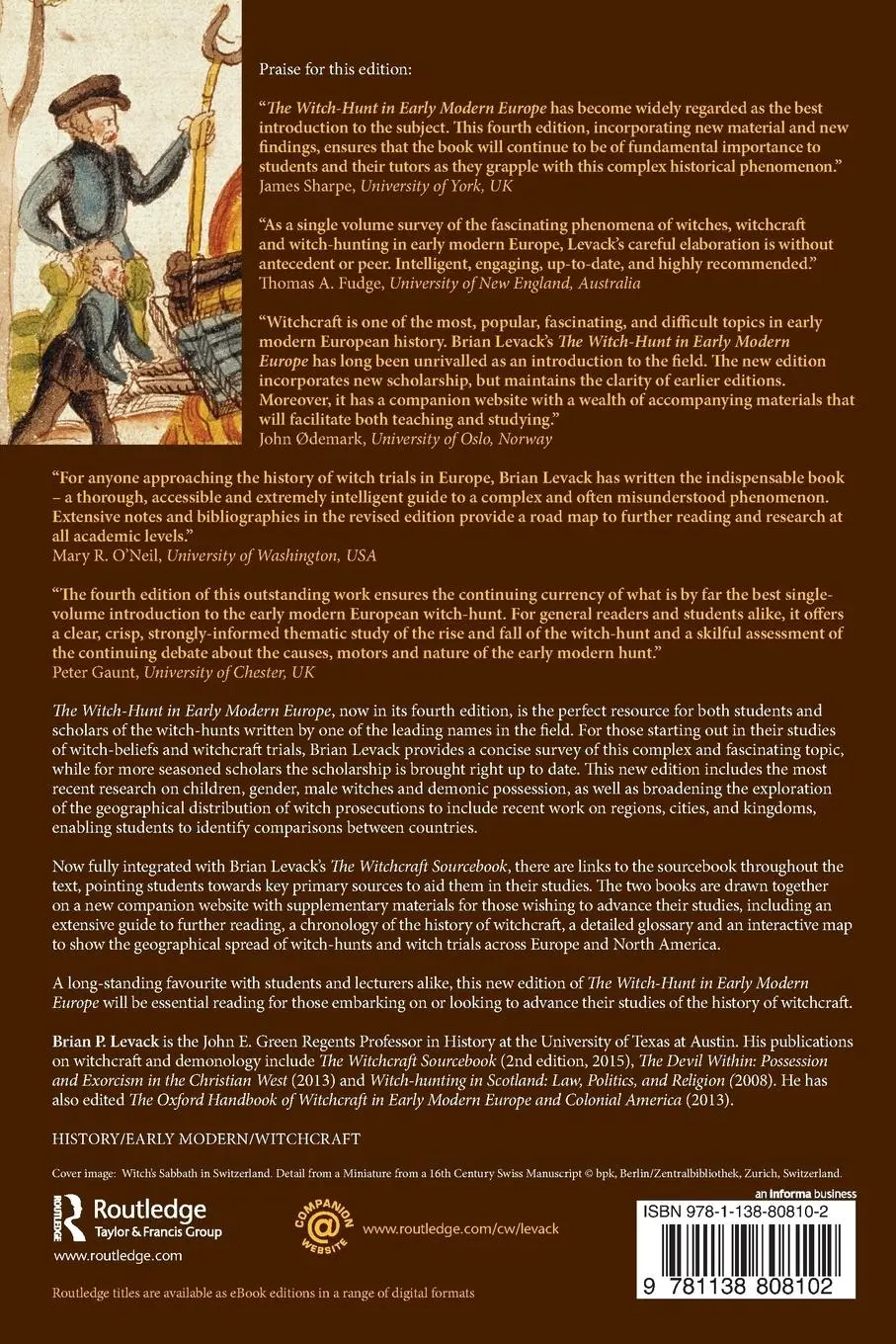 Rückseite: 9781138808102 | The Witch-Hunt in Early Modern Europe | Brian P. Levack | Taschenbuch