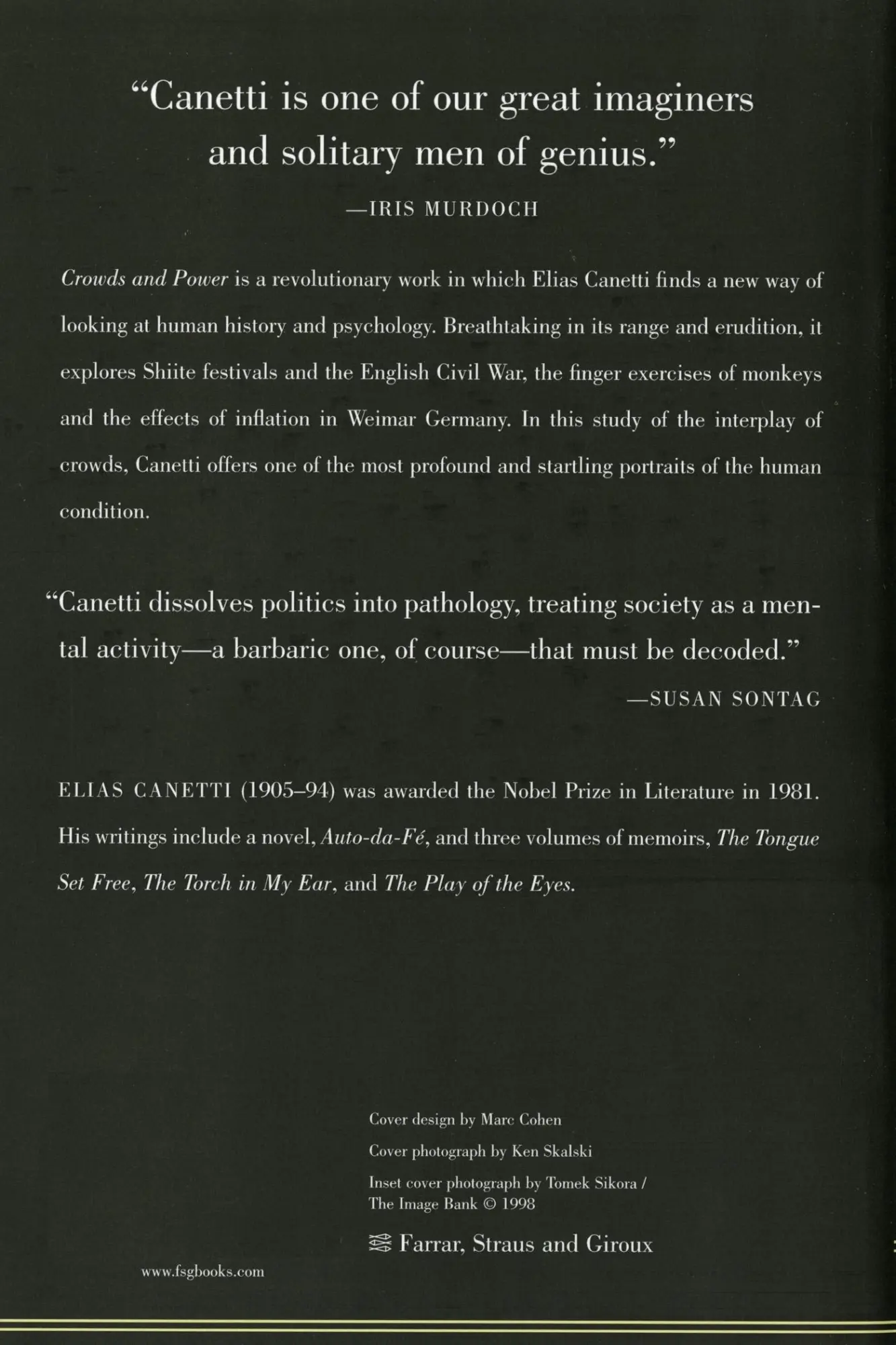 Rückseite: 9780374518202 | Crowds and Power | Elias Canetti | Taschenbuch | Englisch | 2009