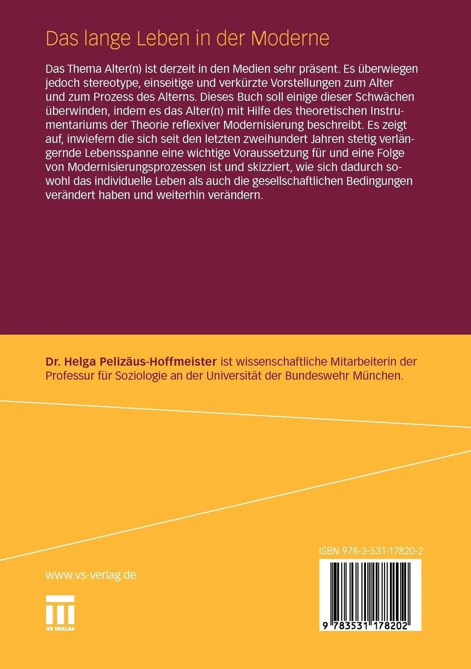 Rückseite: 9783531178202 | Das lange Leben in der Moderne | Helga Pelizäus-Hoffmeister | Buch