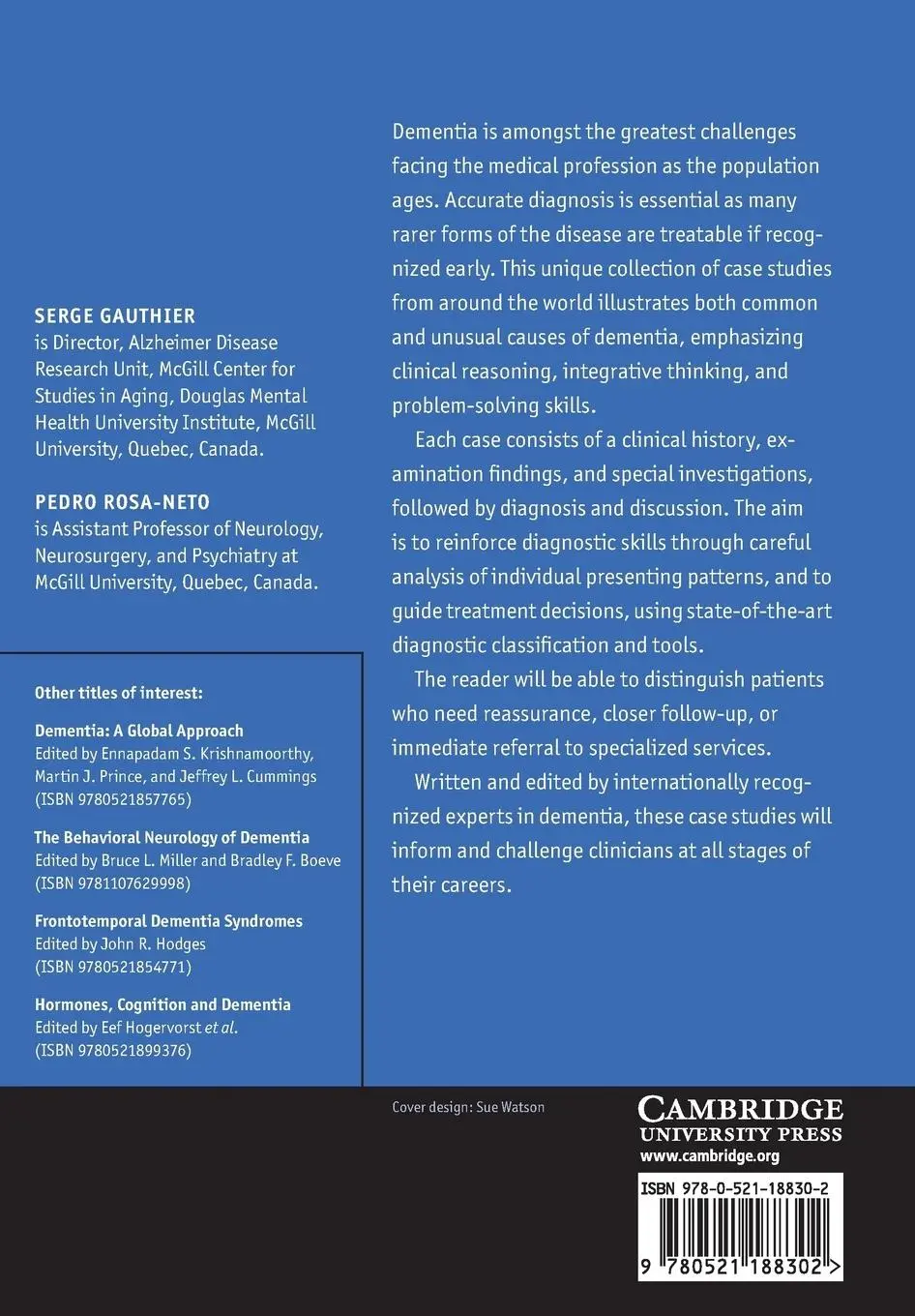 Rückseite: 9780521188302 | Case Studies in Dementia | Common and Uncommon Presentations | Buch