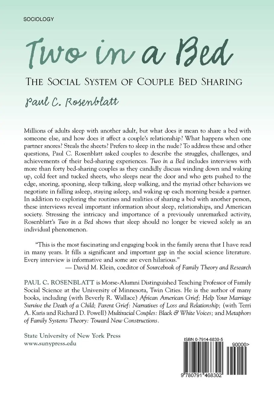 Rückseite: 9780791468302 | Two in a Bed | The Social System of Couple Bed Sharing | Rosenblatt