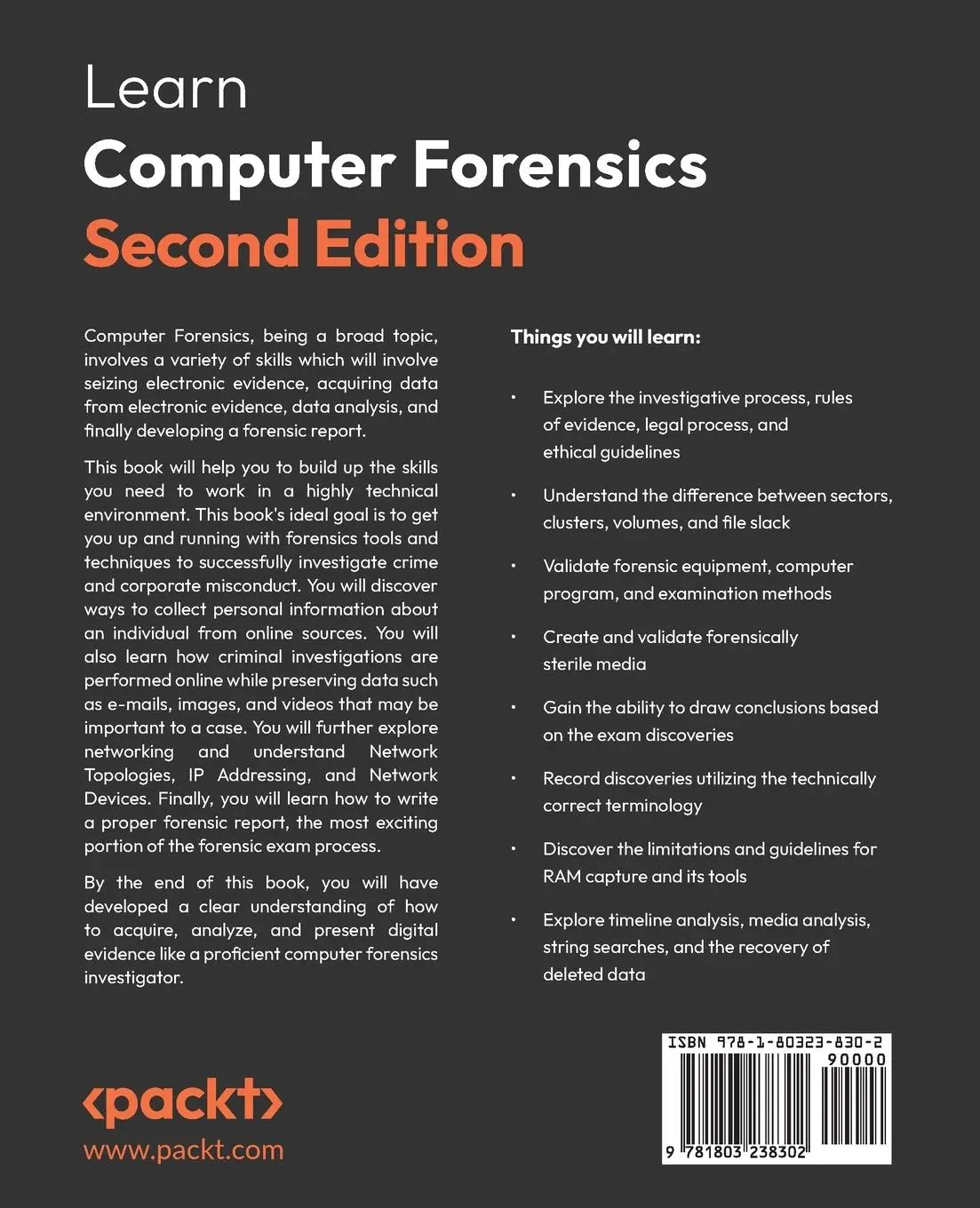 Rückseite: 9781803238302 | Learn Computer Forensics - Second Edition | William Oettinger | Buch