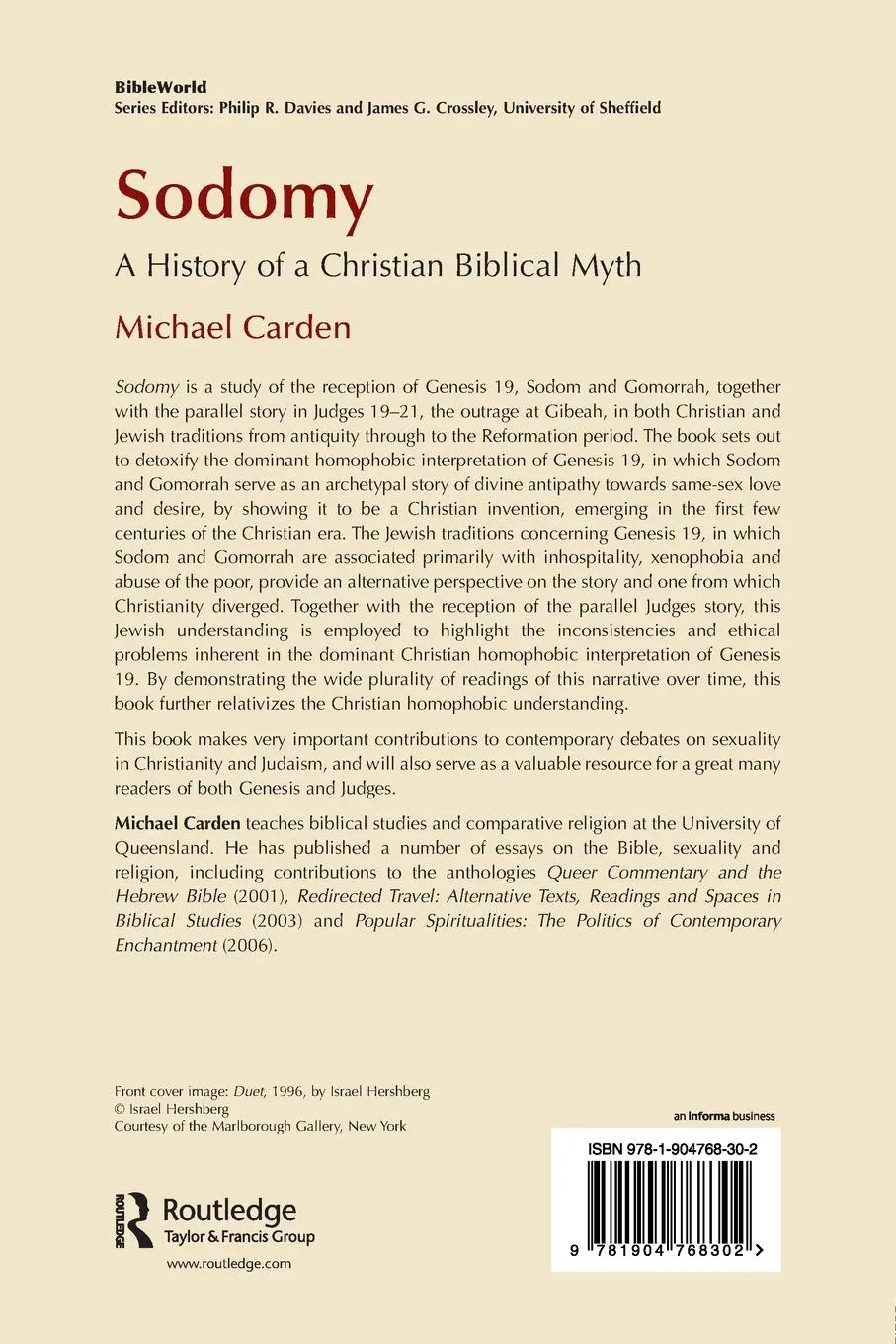 Rückseite: 9781904768302 | Sodomy | A History of a Christian Biblical Myth | Michael Carden