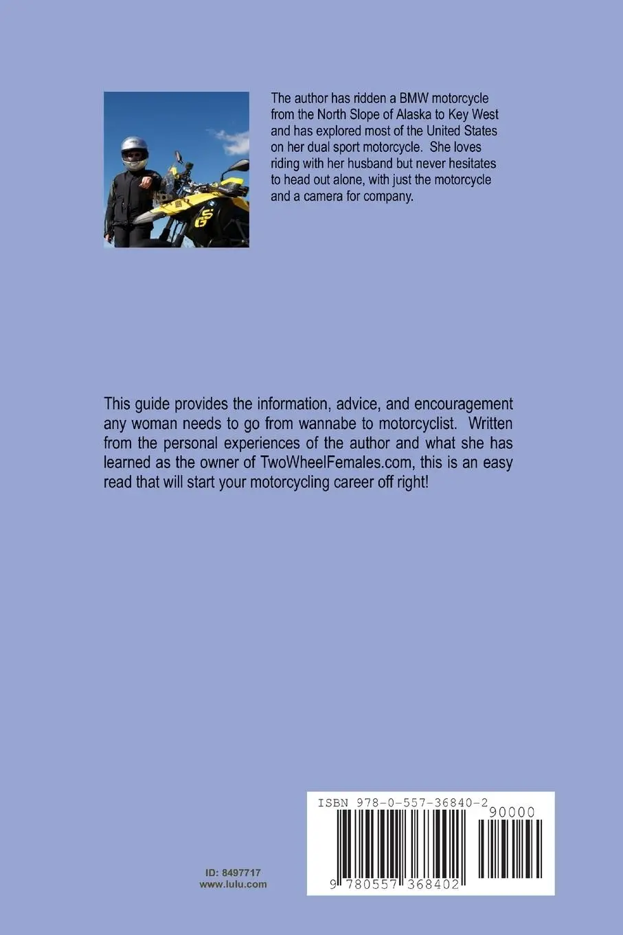 Rückseite: 9780557368402 | TwoWheelFemales.com - Guide for Beginning Women Motorcycle Riders