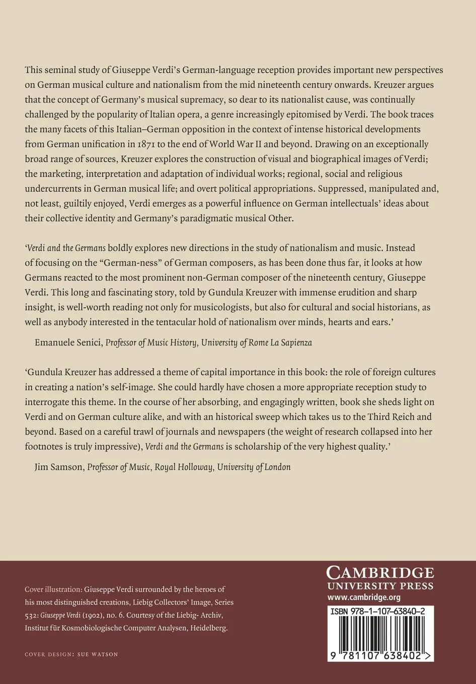 Rückseite: 9781107638402 | Verdi and the Germans | From Unification to the Third Reich | Kreuzer