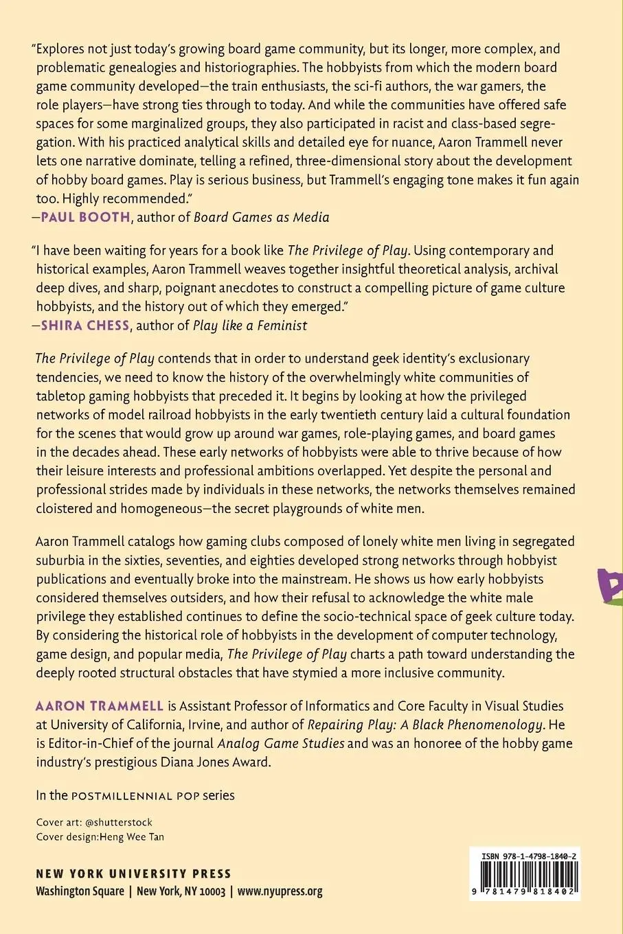Rückseite: 9781479818402 | The Privilege of Play | Aaron Trammell | Taschenbuch | Englisch | 2023