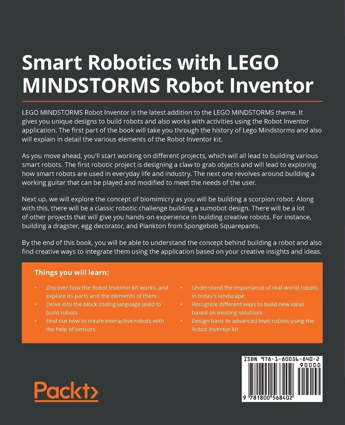 Rückseite: 9781800568402 | Smart Robotics with LEGO MINDSTORMS Robot Inventor | Aaron Maurer