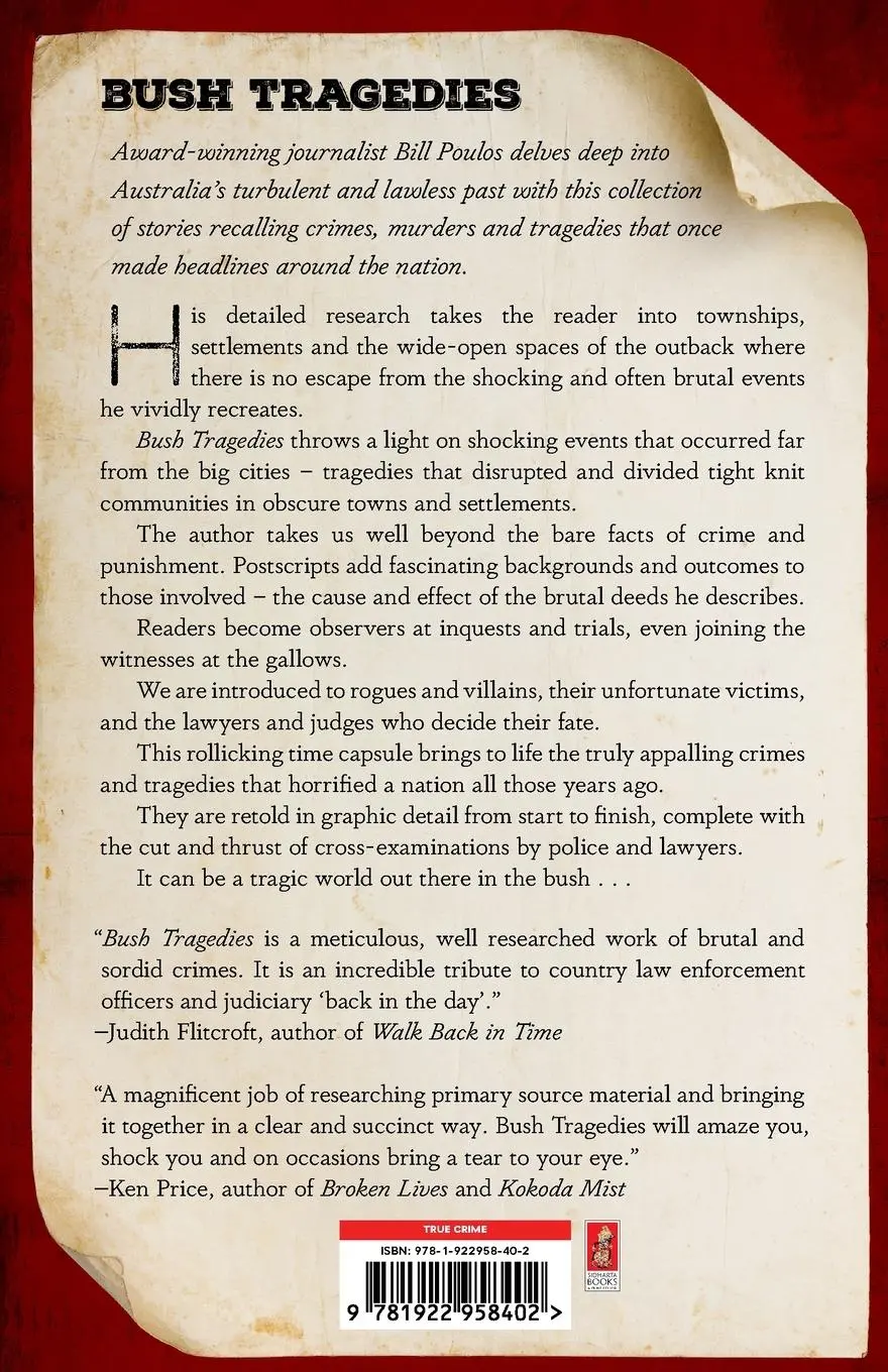 Rückseite: 9781922958402 | Bush Tragedies | Bill Poulos | Taschenbuch | Englisch | 2023
