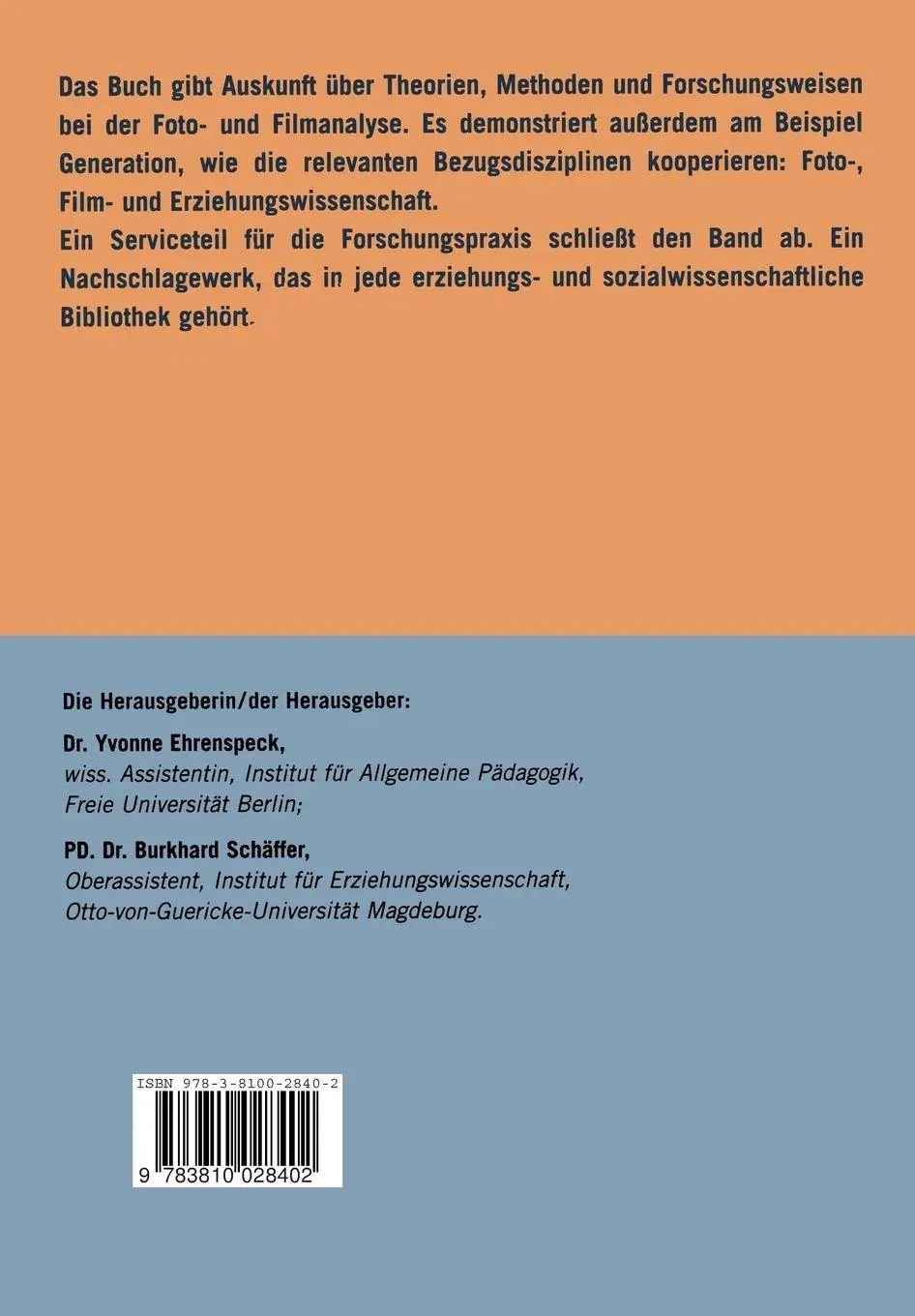 Rückseite: 9783810028402 | Film- und Fotoanalyse in der Erziehungswissenschaft | Ein Handbuch