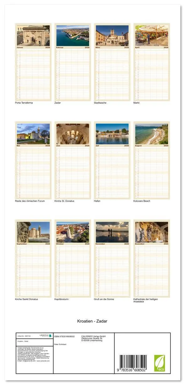 Bild: 9783516608502 | Familienplaner 2026 - Kroatien - Zadar mit 5 Spalten (Wandkalender,...