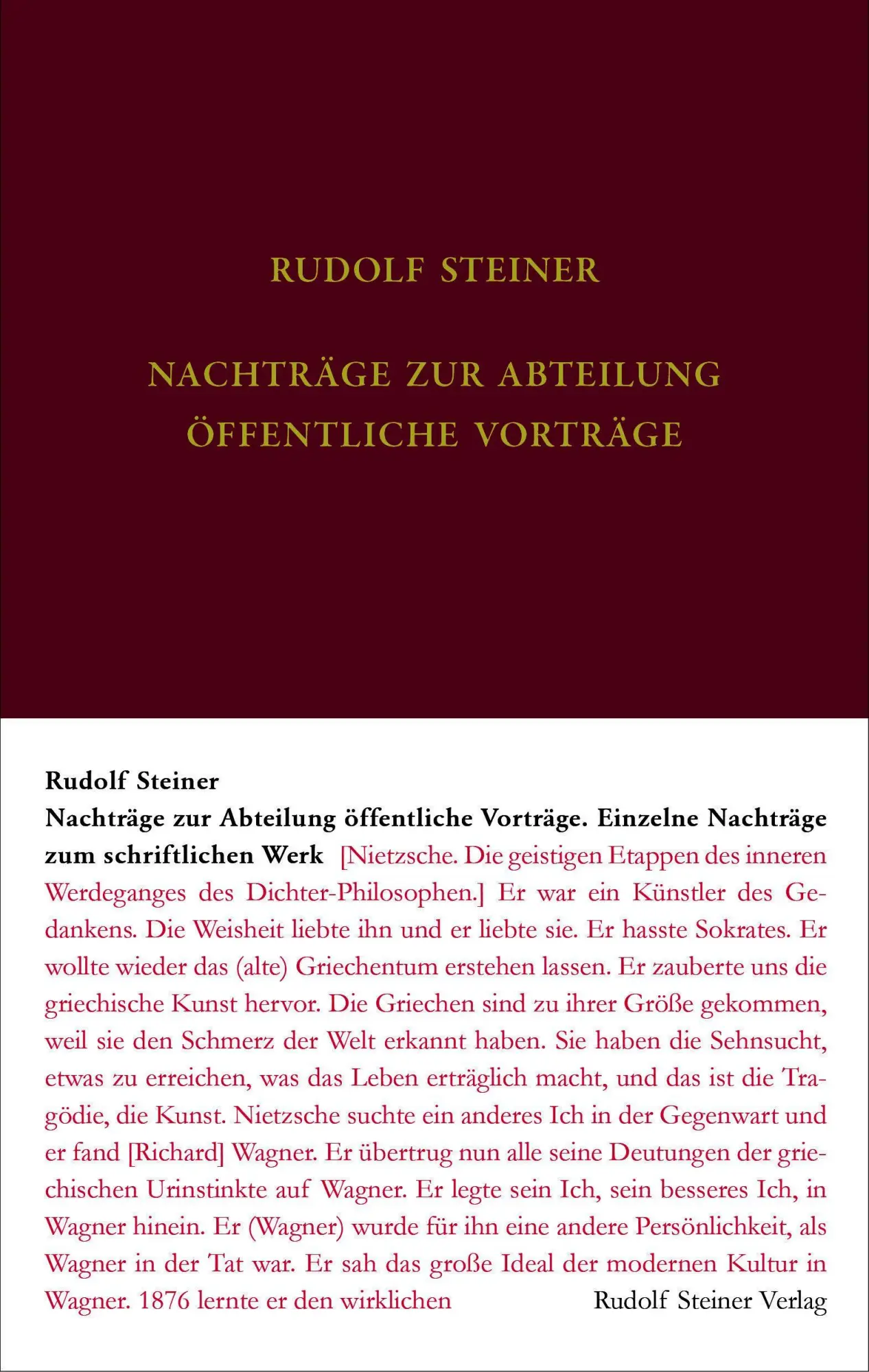 Cover: 9783727408502 | Nachtragsband zum Vortragswerk: Öffentliche Vorträge. Einzelne...