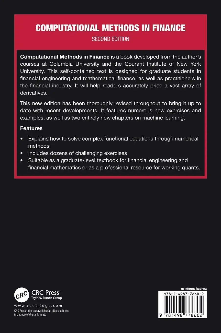 Rückseite: 9781498778602 | Computational Methods in Finance | Ali (Columbia University Hirsa