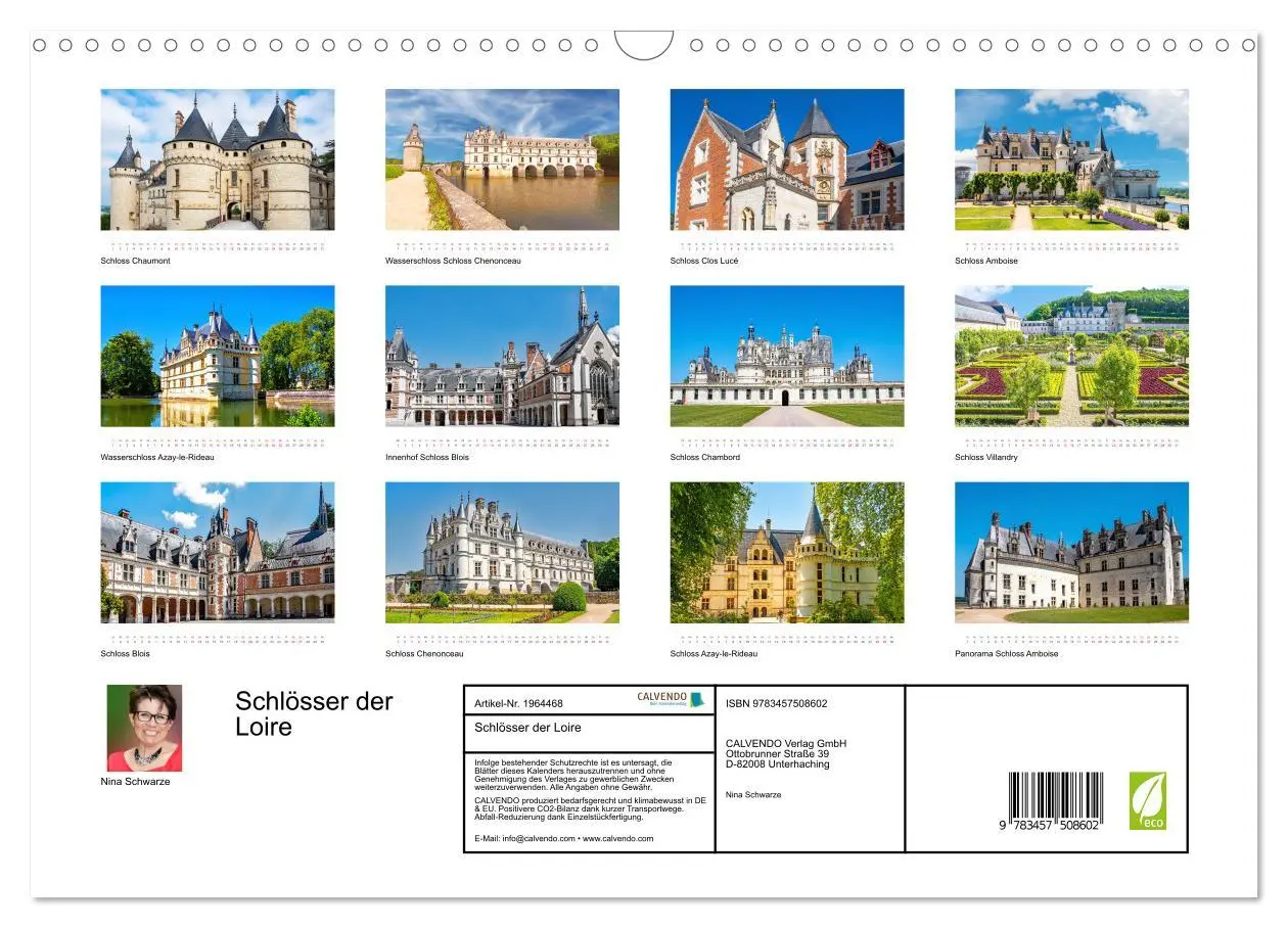 Bild: 9783457508602 | Schlösser der Loire (Wandkalender 2026 DIN A3 quer), CALVENDO...