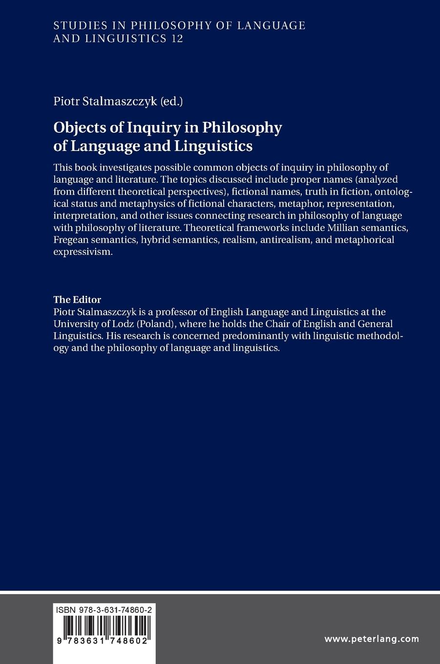 Rückseite: 9783631748602 | Objects of Inquiry in Philosophy of Language and Linguistics | Buch