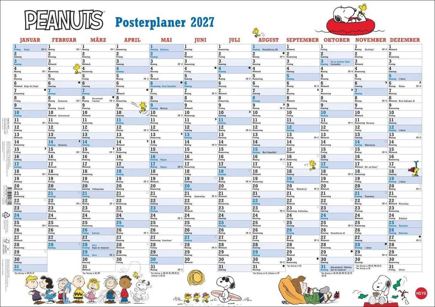 Cover: 9783756418602 | Peanuts Posterplaner 2027 | Charles M Schulz | Kalender | 1 S. | 2027