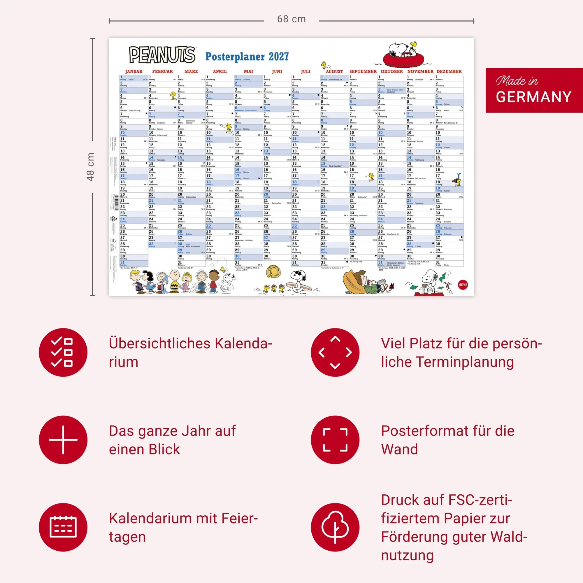 Bild: 9783756418602 | Peanuts Posterplaner 2027 | Charles M Schulz | Kalender | 1 S. | 2027