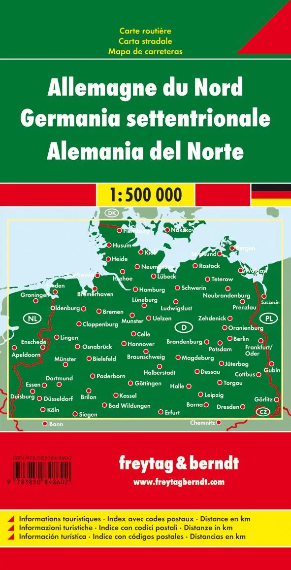 Rückseite: 9783850848602 | Deutschland Nord, Autokarte 1:500.000 | (Land-)Karte | Deutsch | 2019