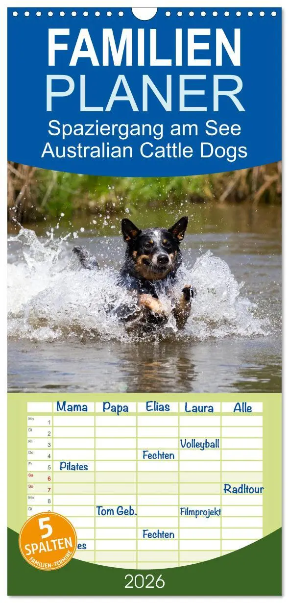 Cover: 9783516518702 | Familienplaner 2026 - Spaziergang am See Australian Cattle Dogs mit...