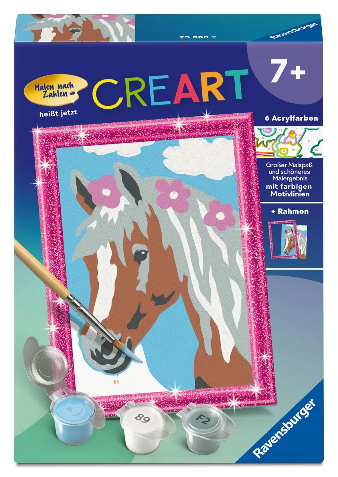 Cover: 4005556258802 | CreArt, Malen nach Zahlen Kinder - Hübsche Stute | Mit Glitzerrahmen!