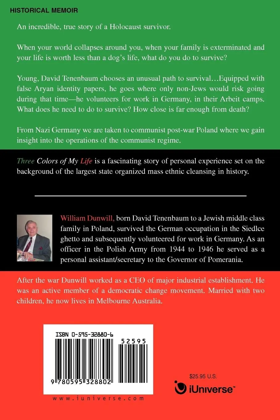 Rückseite: 9780595328802 | Three Colors of My Life | William Dunwill | Taschenbuch | Englisch