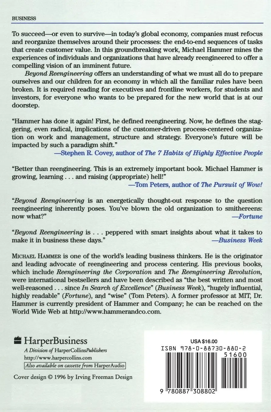 Rückseite: 9780887308802 | Beyond Reengineering | Michael Hammer | Taschenbuch | Englisch | 2020