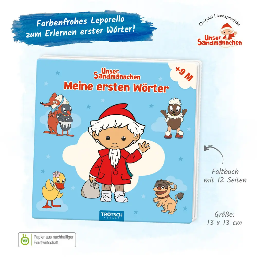 Rückseite: 9783965528802 | Trötsch Unser Sandmännchen Leporello Meine ersten Wörter | Verlag