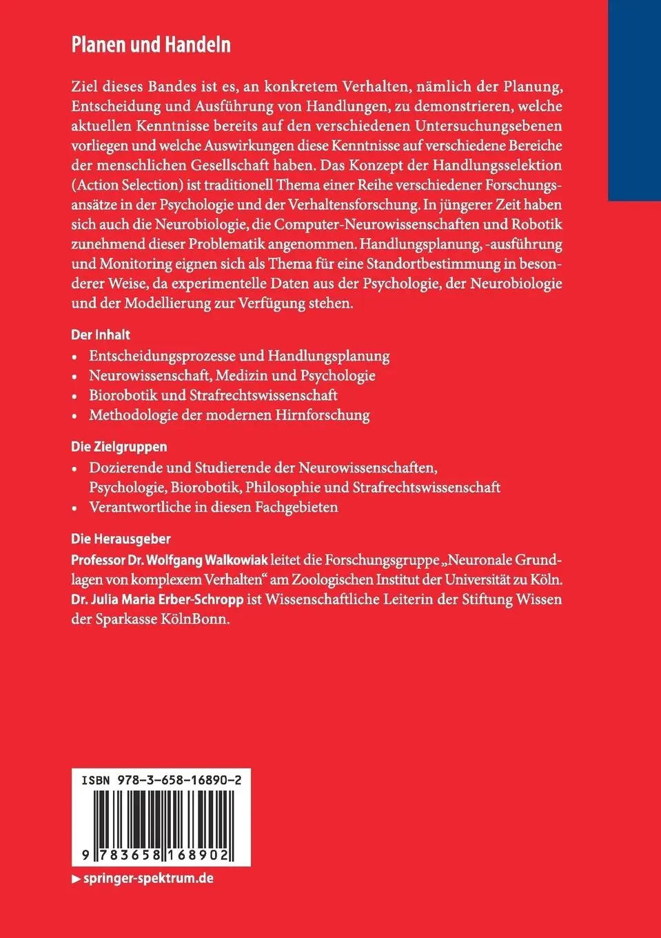 Rückseite: 9783658168902 | Planen und Handeln | Julia Maria Erber-Schropp (u. a.) | Taschenbuch