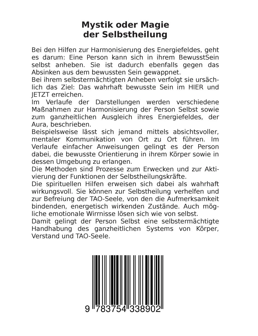 Rückseite: 9783754338902 | Mystik oder Magie der Selbstheilung | Günter Skwara | Taschenbuch