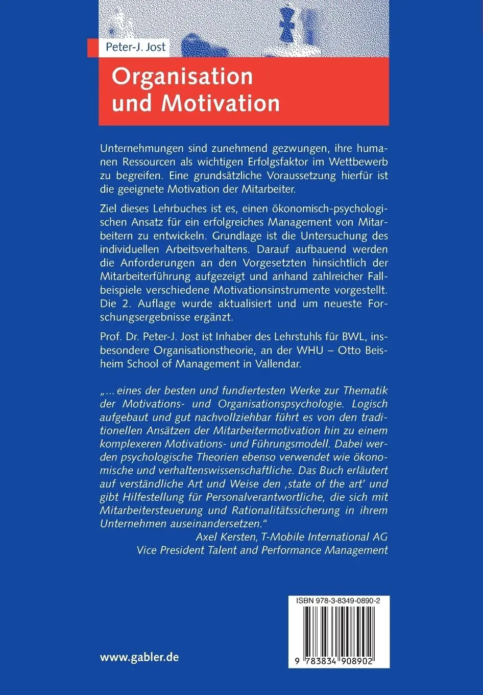 Rückseite: 9783834908902 | Organisation und Motivation | Peter-J. Jost | Taschenbuch | Paperback