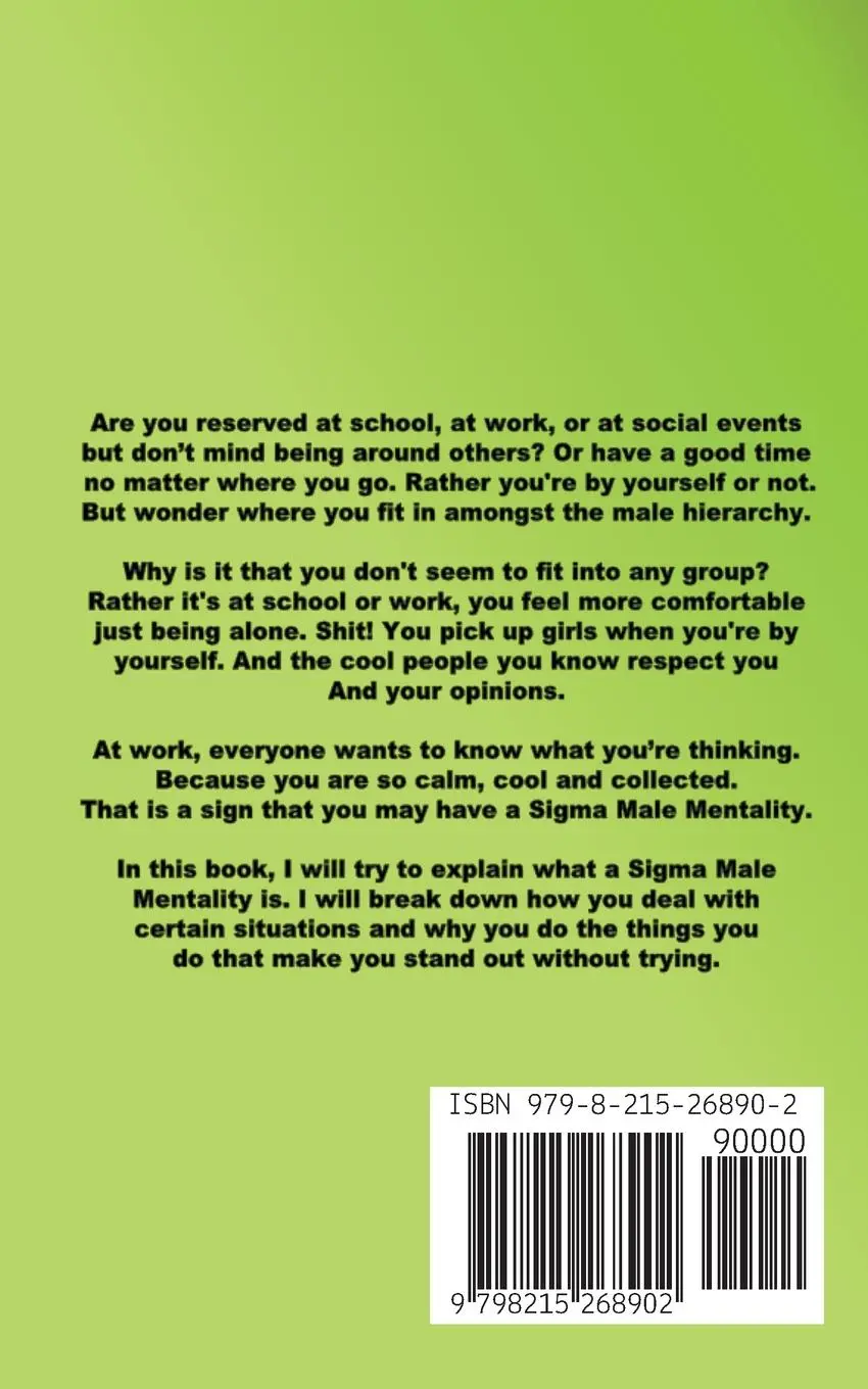 Rückseite: 9798215268902 | Sigma Male Mentality | Chris Finley | Taschenbuch | Englisch | 2022