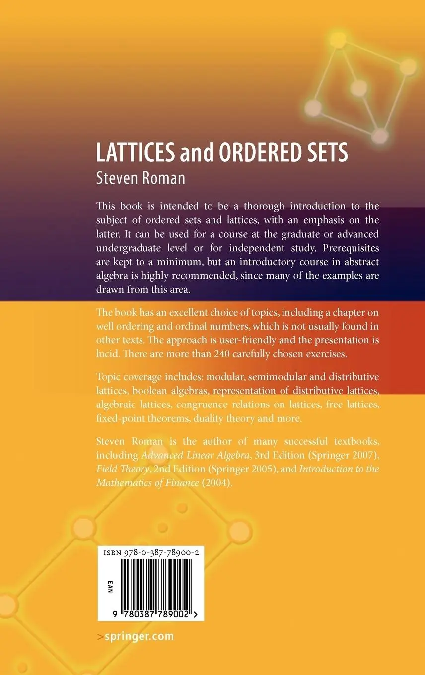 Rückseite: 9780387789002 | Lattices and Ordered Sets | Steven Roman | Buch | xv | Englisch | 2008