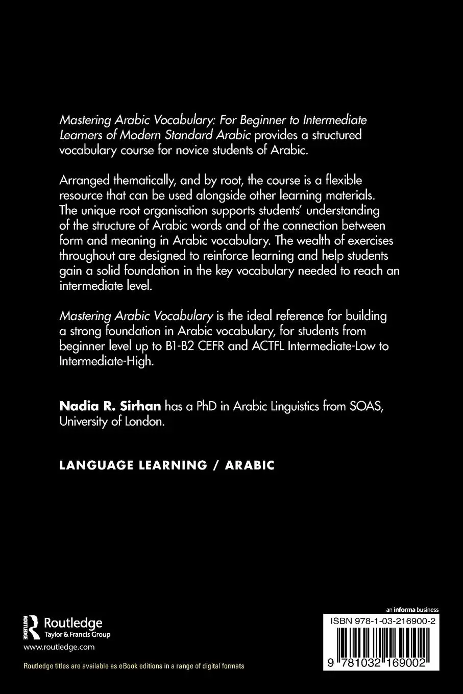 Rückseite: 9781032169002 | Mastering Arabic Vocabulary | Nadia R. Sirhan | Taschenbuch | Englisch