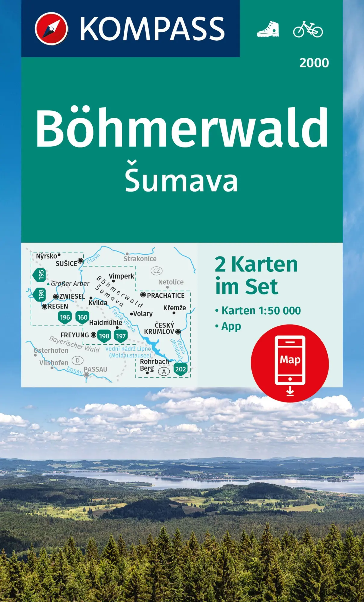 Cover: 9783991219002 | KOMPASS Wanderkarten-Set 2000 Böhmerwald, Sumava (2 Karten) 1:50.000