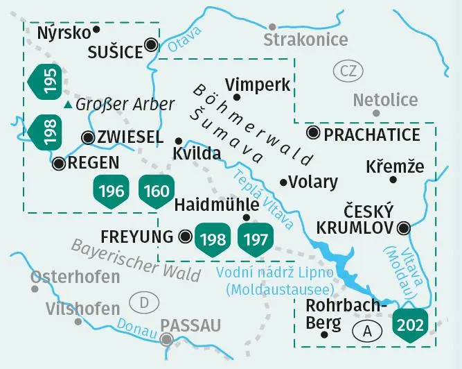 Bild: 9783991219002 | KOMPASS Wanderkarten-Set 2000 Böhmerwald, Sumava (2 Karten) 1:50.000