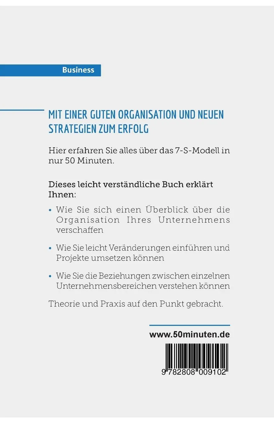 Rückseite: 9782808009102 | Das 7-S-Modell | Schlüssel zum Erfolg eines Unternehmens | 50minuten