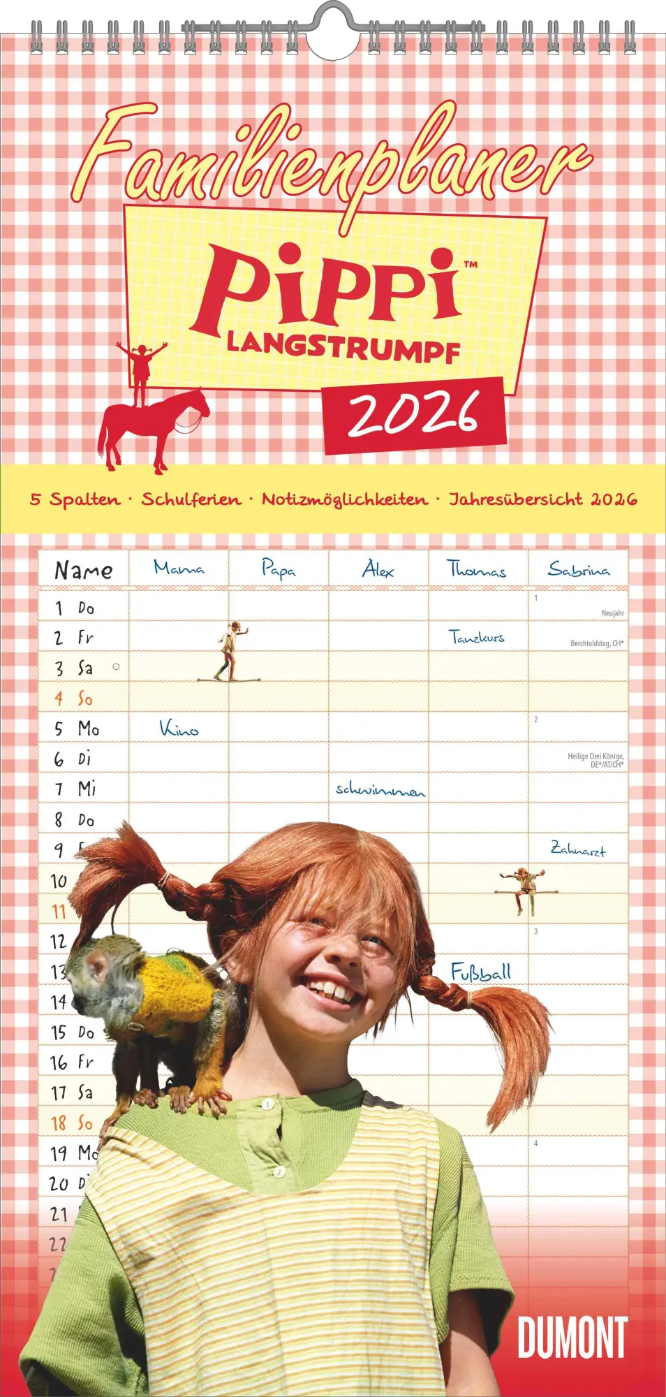 Cover: 4069095009202 | Familienplaner Pippi Langstrumpf 2026 - Familien-Timer 22x45 cm -...