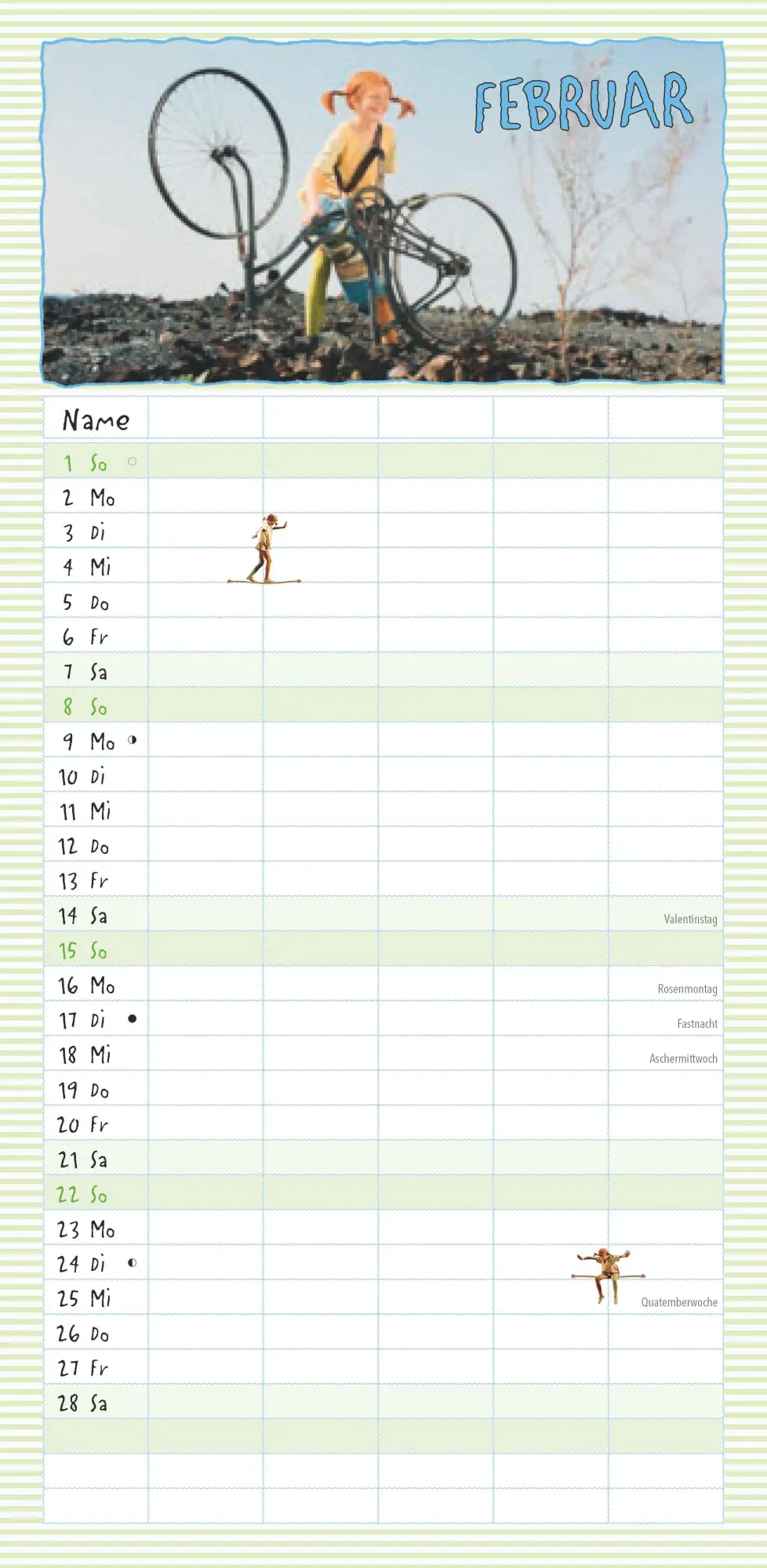 Bild: 4069095009202 | Familienplaner Pippi Langstrumpf 2026 - Familien-Timer 22x45 cm -...