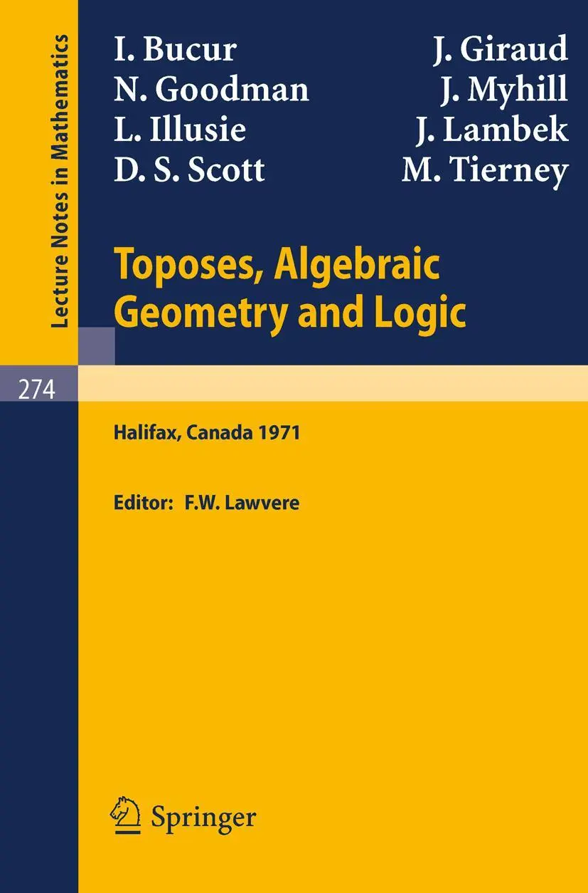 Cover: 9783540059202 | Toposes, Algebraic Geometry and Logic | F. W. Lawvere | Taschenbuch