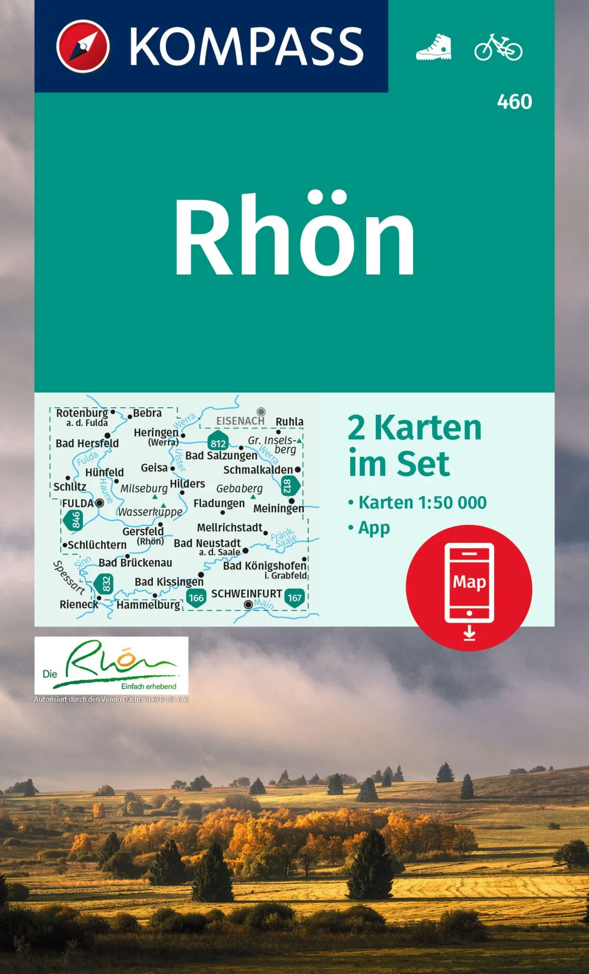 Cover: 9783990449202 | KOMPASS Wanderkarten-Set 460 Rhön, Fulda (2 Karten) 1:50.000 | Deutsch