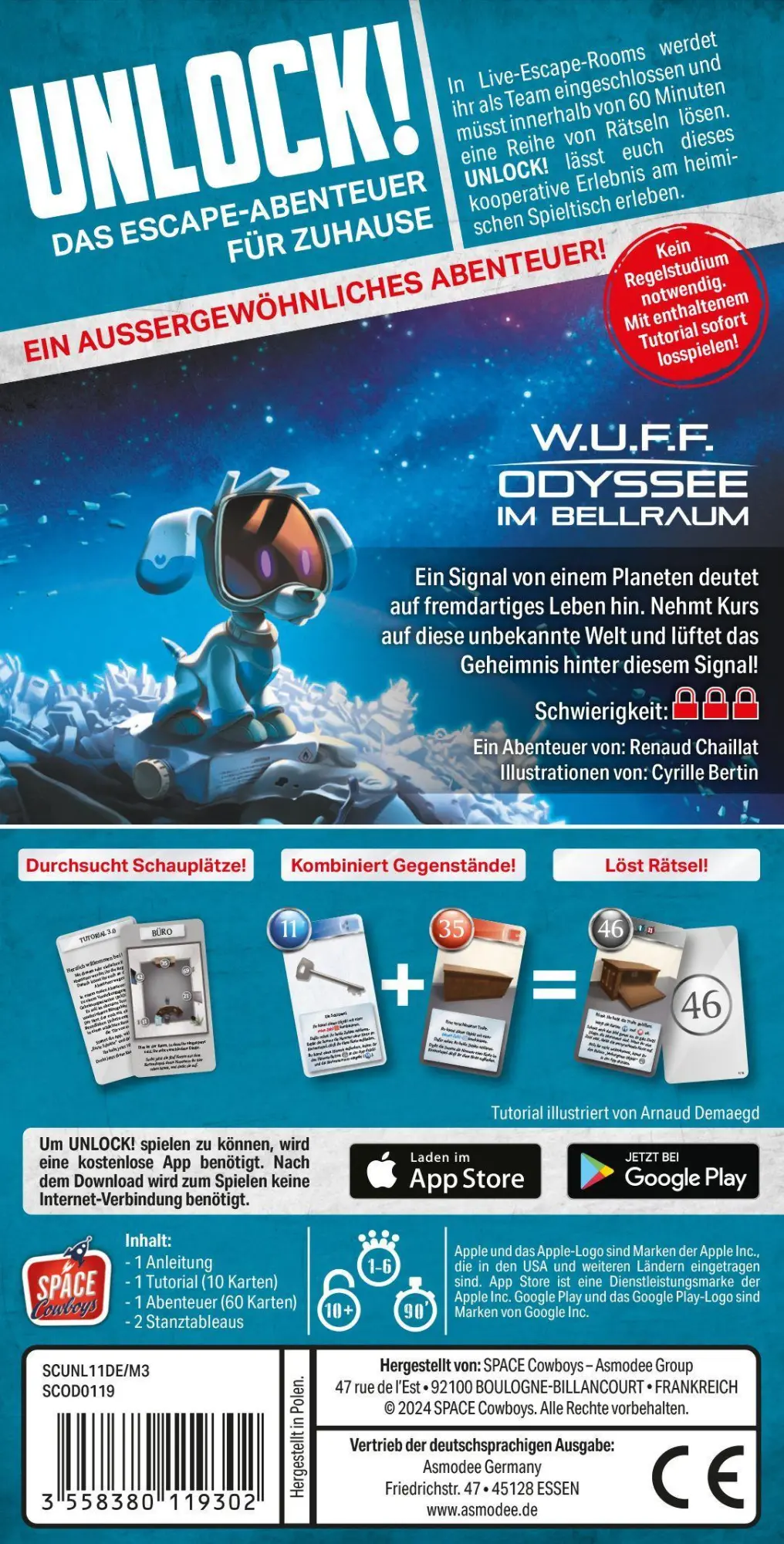 Bild: 3558380119302 | Unlock! W.U.F.F.: Odyssee im Bellraum | Renaud Chaillat | Spiel | 2024