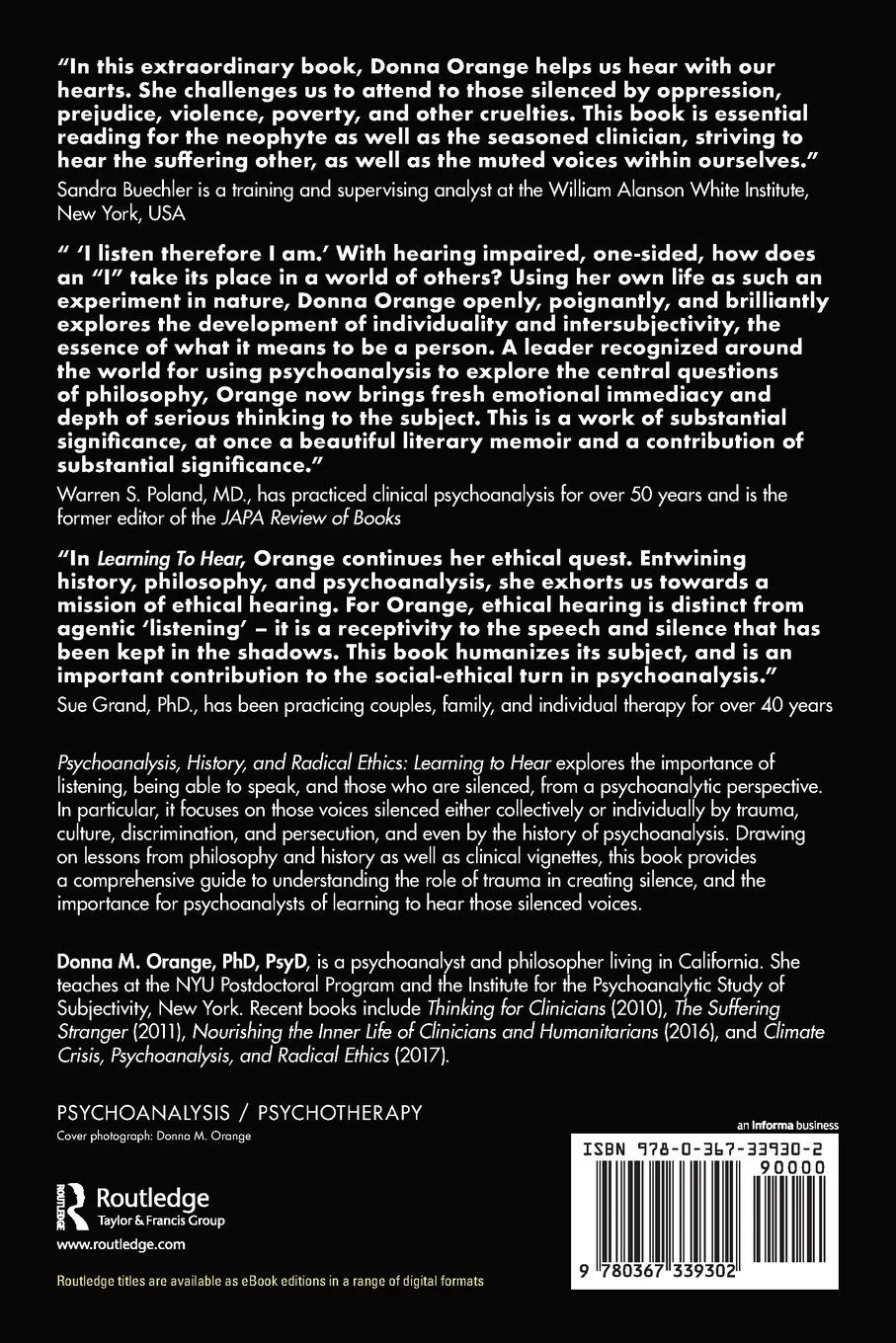 Rückseite: 9780367339302 | Psychoanalysis, History, and Radical Ethics | Learning to Hear | Buch