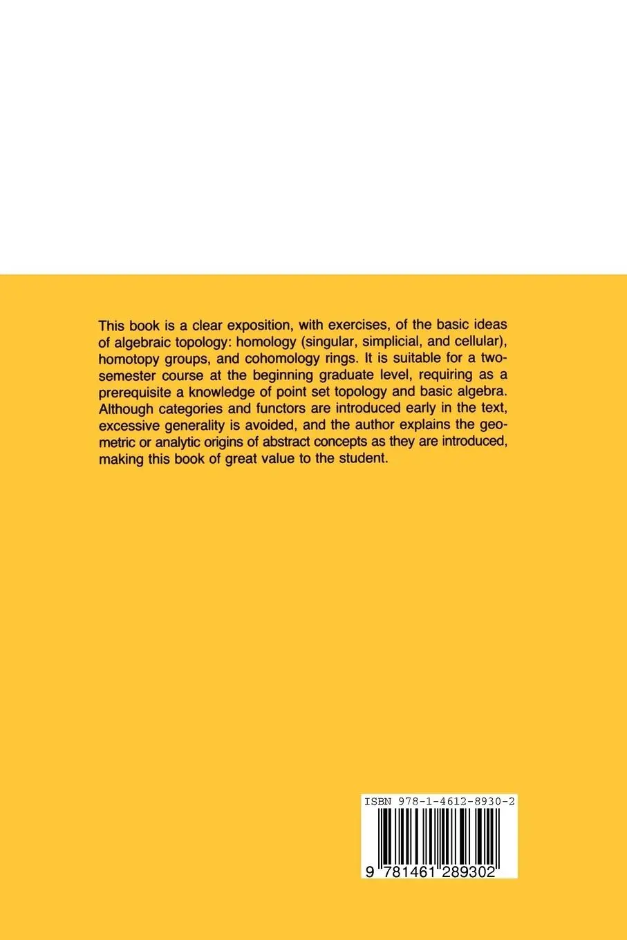 Rückseite: 9781461289302 | An Introduction to Algebraic Topology | Joseph J. Rotman | Taschenbuch