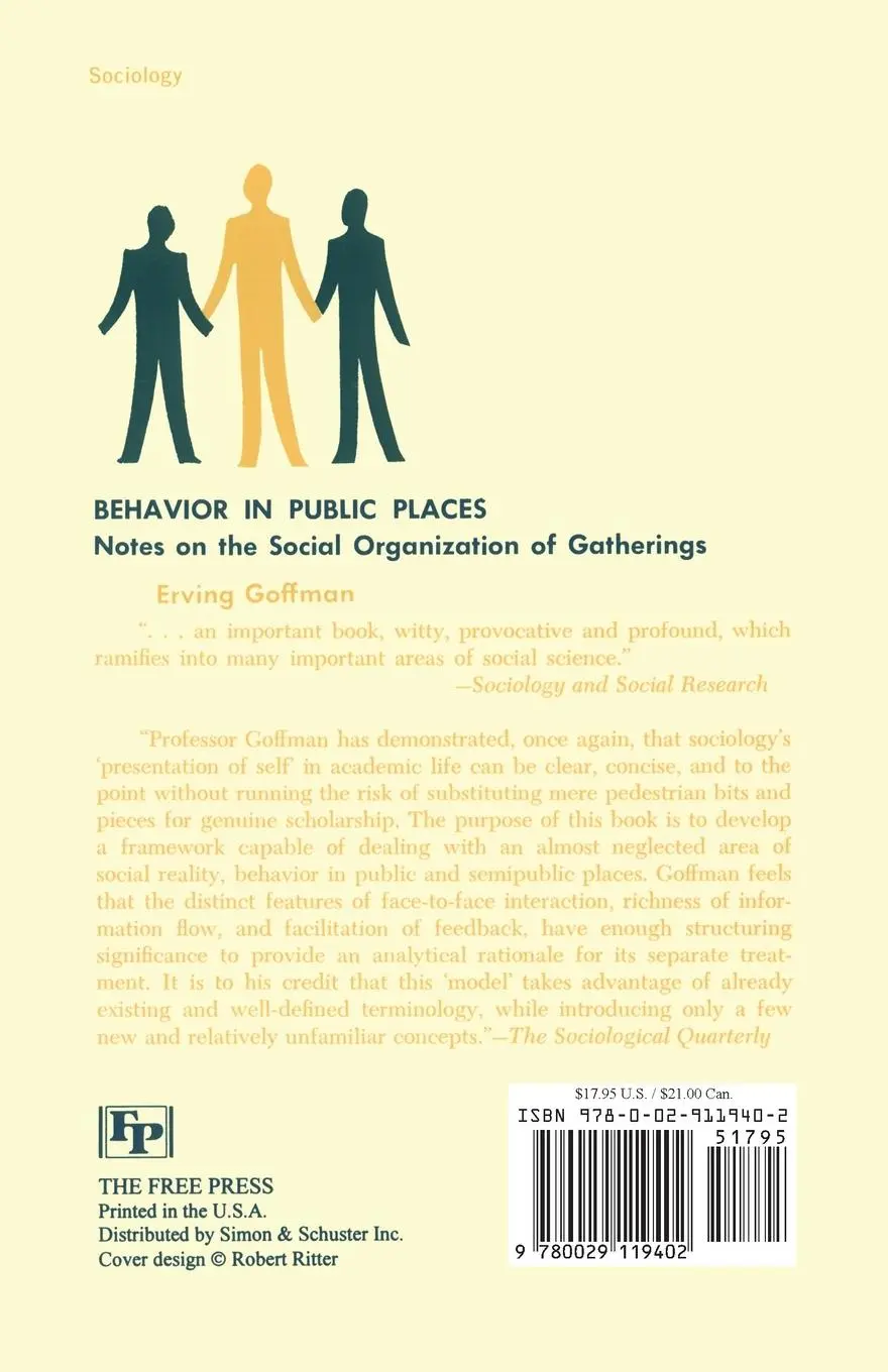 Rückseite: 9780029119402 | Behavior in Public Places | Erving Goffman | Taschenbuch | Englisch
