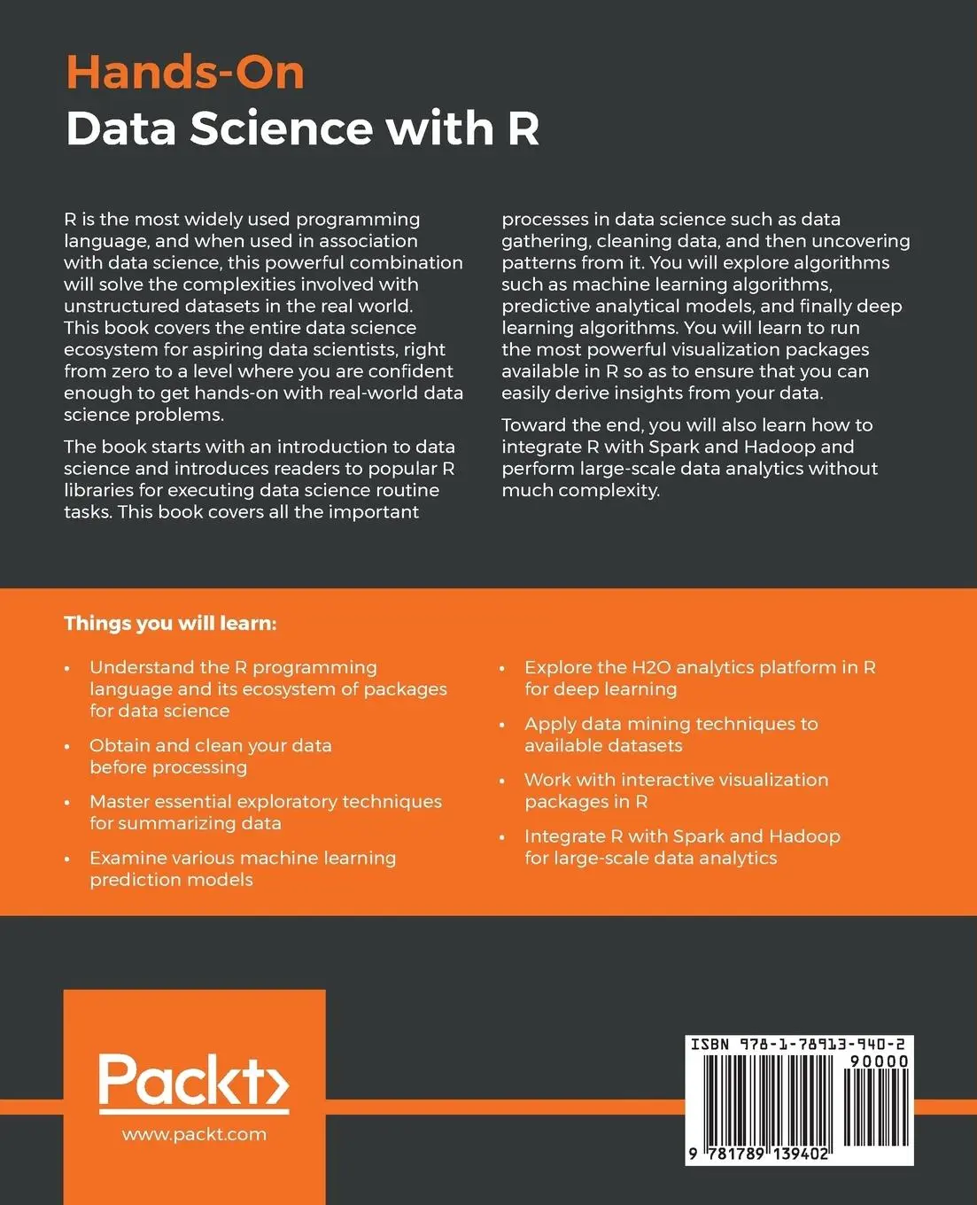 Rückseite: 9781789139402 | Hands-On Data Science with R | Vitor Bianchi Lanzetta (u. a.) | Buch