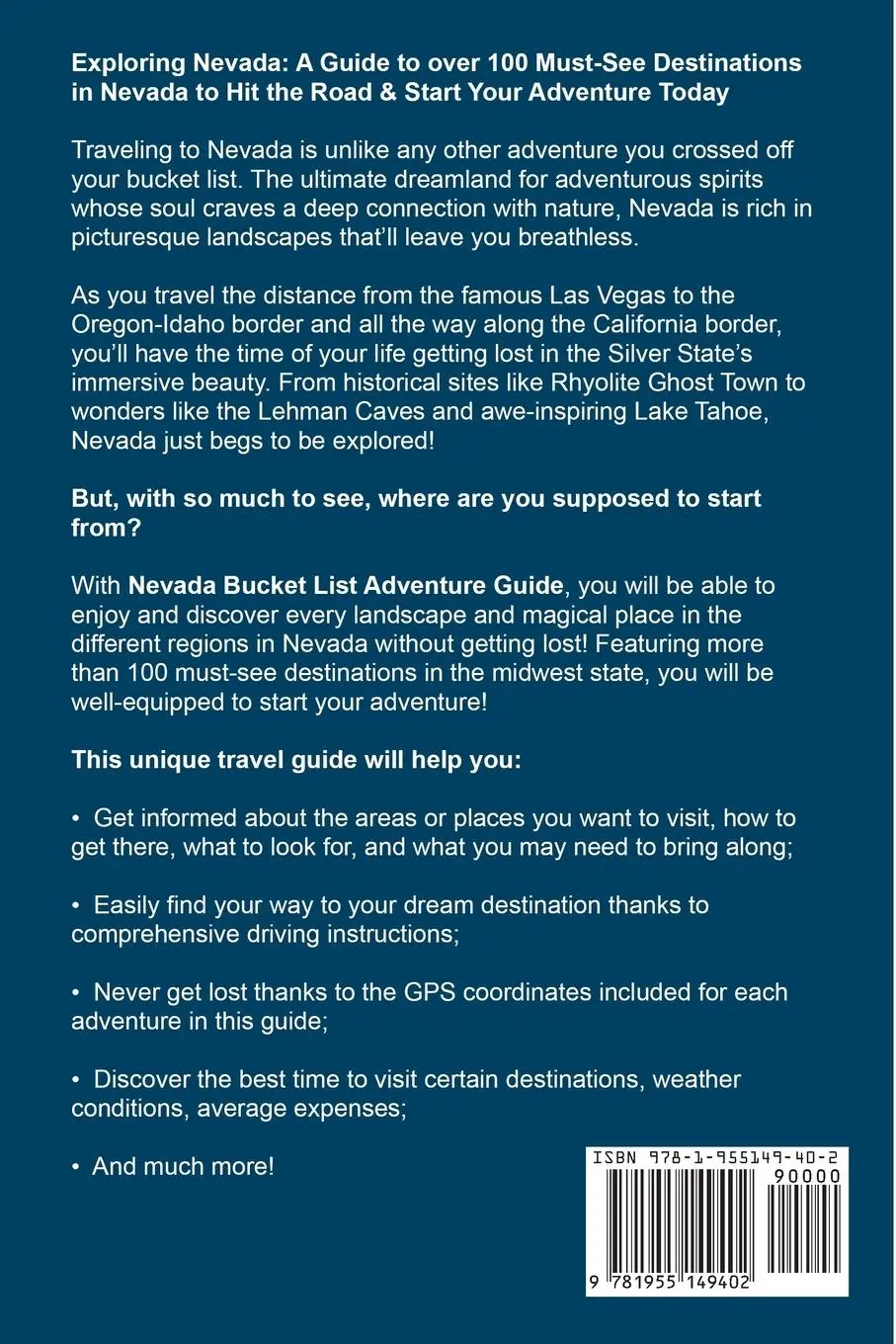 Rückseite: 9781955149402 | Nevada Bucket List Adventure Guide | Alex Woods | Taschenbuch | 2021