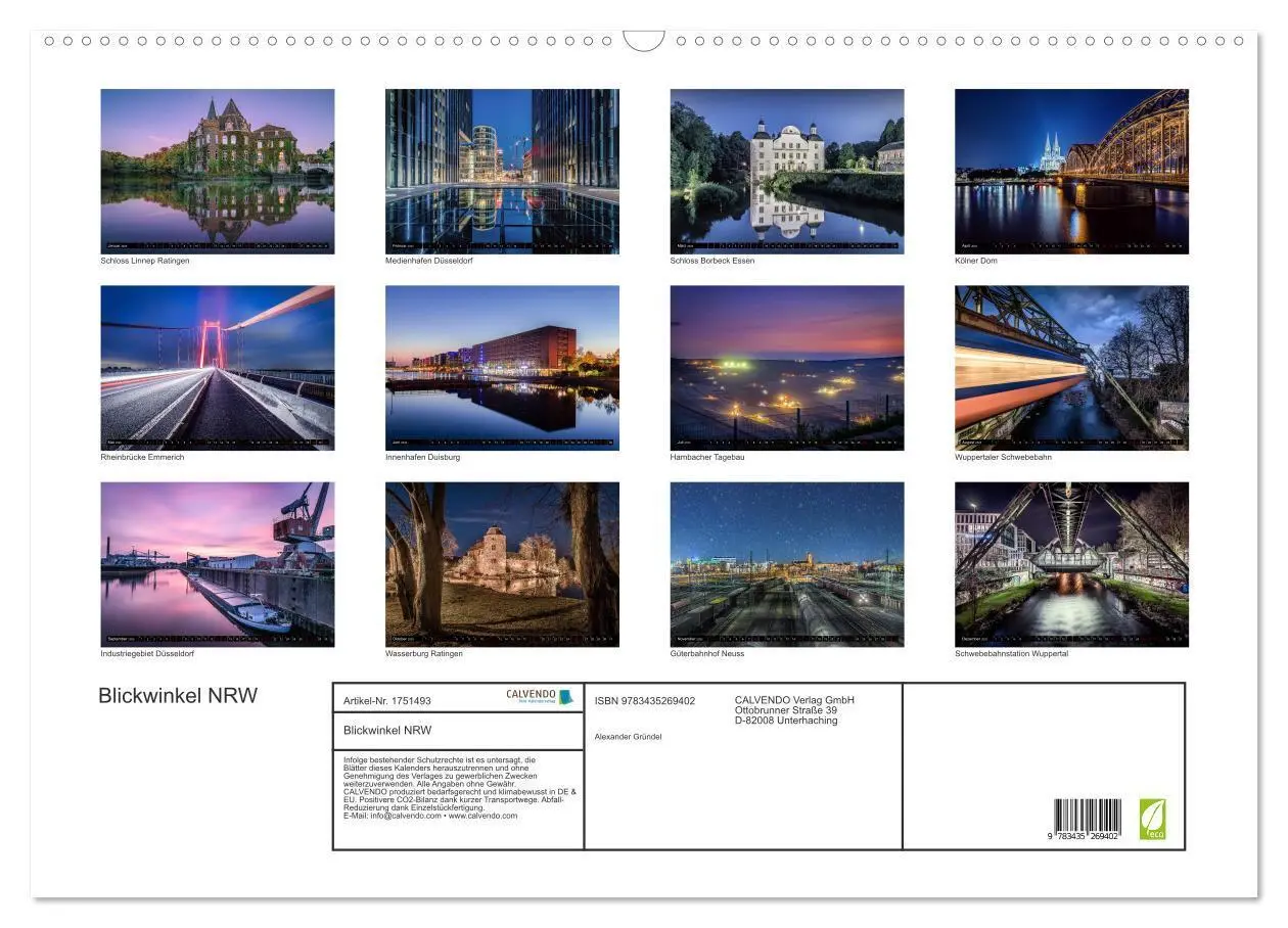 Bild: 9783435269402 | Blickwinkel NRW (Wandkalender 2025 DIN A2 quer), CALVENDO...