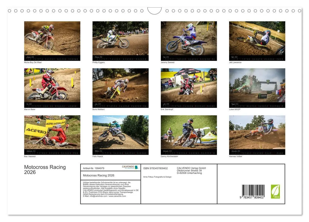 Bild: 9783457809402 | Motocross Racing 2026 (Wandkalender 2026 DIN A3 quer), CALVENDO...