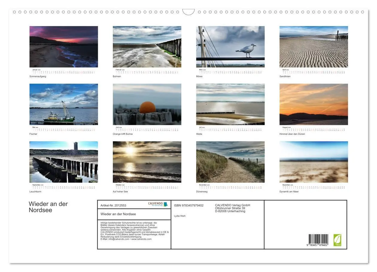 Bild: 9783457979402 | Wieder an der Nordsee (Wandkalender 2026 DIN A2 quer), CALVENDO...