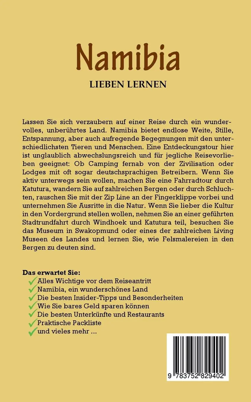 Rückseite: 9783752829402 | Namibia lieben lernen: Der perfekte Reiseführer für einen...