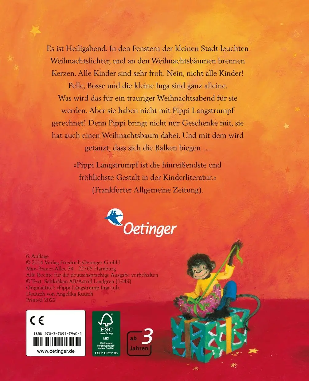 Rückseite: 9783789179402 | Pippi Langstrumpf feiert Weihnachten | Astrid Lindgren | Buch | 24 S.